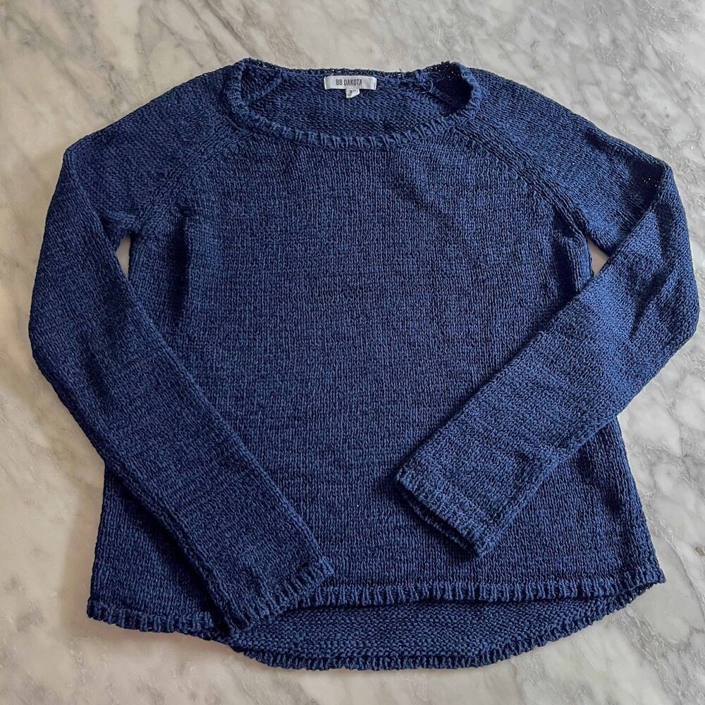 BB Dakota Navy Textured Knit Sweater – Size XS